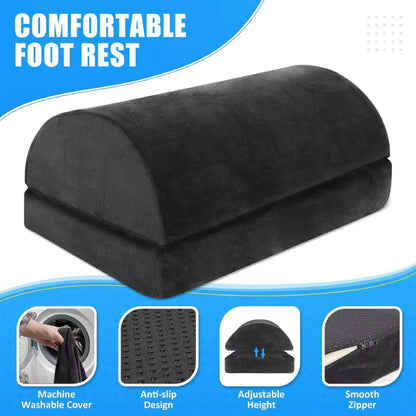 Repose-Pieds Ergonomique Ajustable en Velours Mémoire de Forme pour Bureau