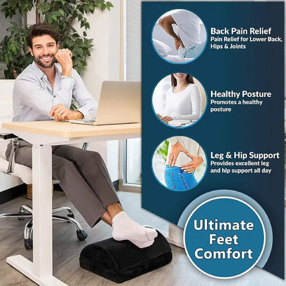 Repose-Pieds Ergonomique Ajustable en Velours Mémoire de Forme pour Bureau
