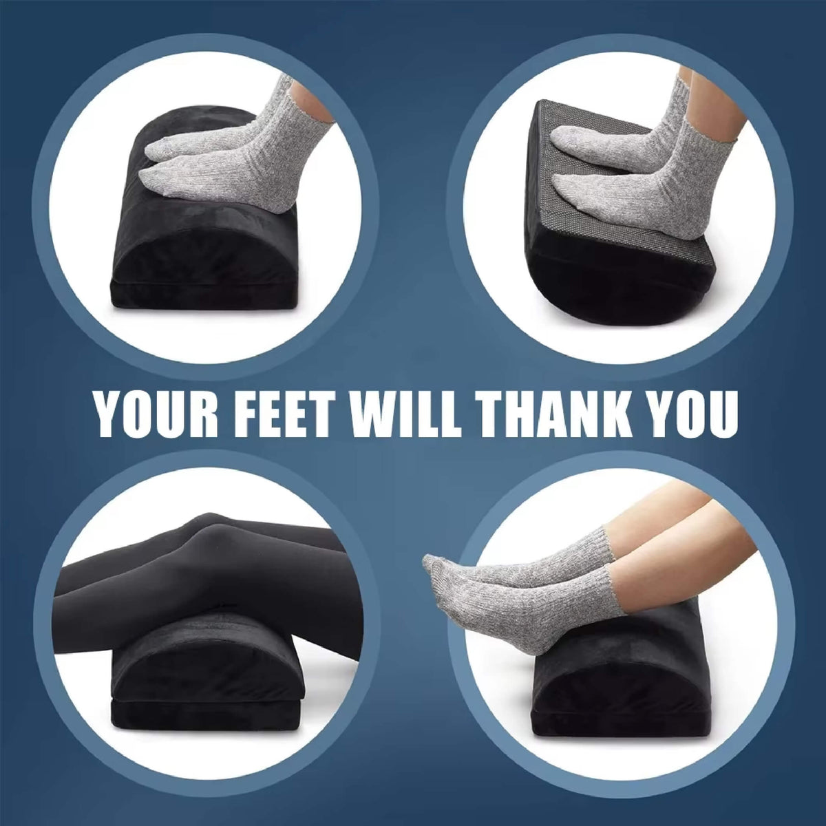Repose-Pieds Ergonomique Ajustable en Velours Mémoire de Forme pour Bureau