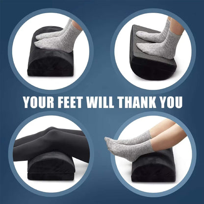 Repose-Pieds Ergonomique Ajustable en Velours Mémoire de Forme pour Bureau
