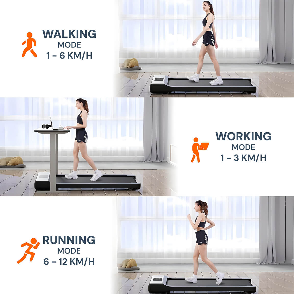 Tapis de Marche Portable à Glisser Sous le Bureau — 3 Couleurs