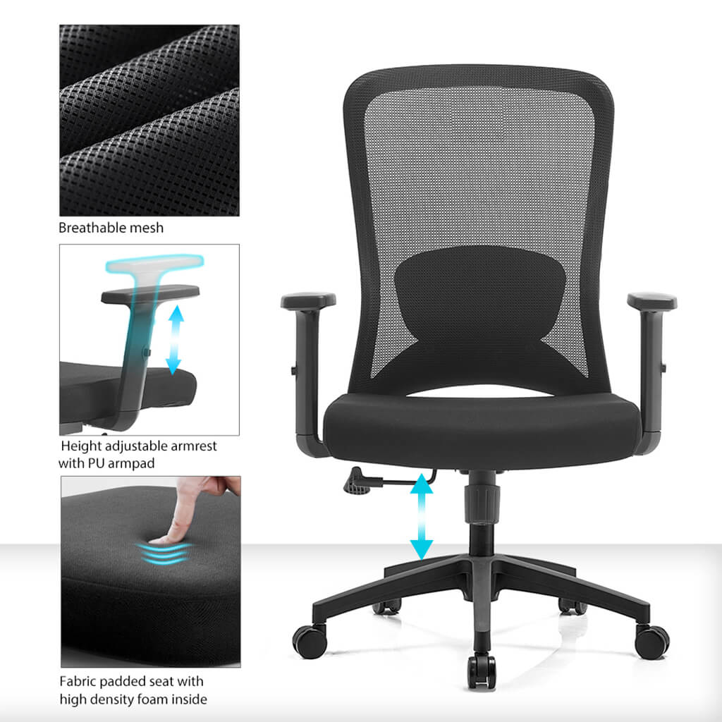 Chaise de Bureau Flex en Maille — Confort Fiable en 3 Couleurs