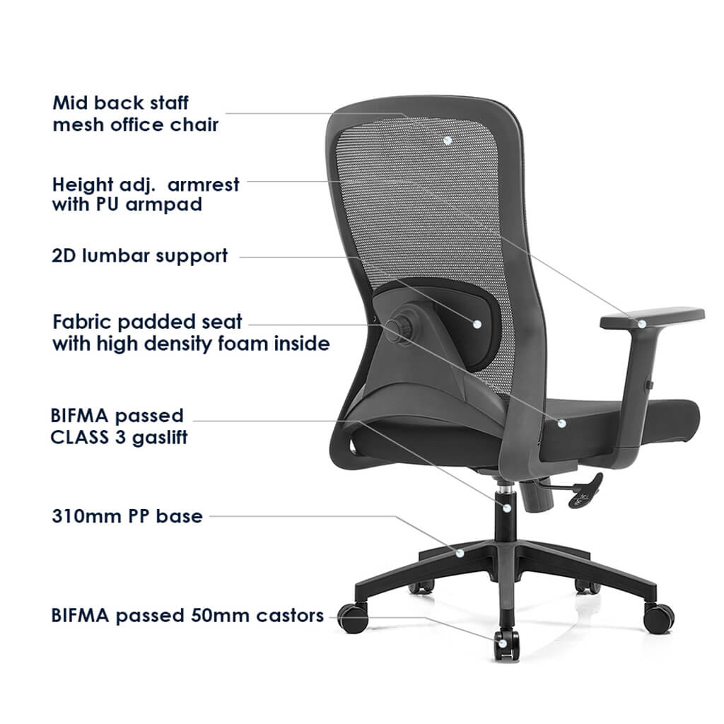 Chaise de Bureau Flex en Maille — Confort Fiable en 3 Couleurs