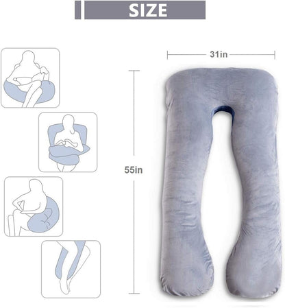Oreiller de Grossesse et Allaitement 2-en-1 Corps Entier — 4 Couleurs
