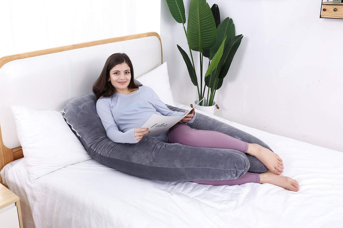 Oreiller de Grossesse et Allaitement 2-en-1 Corps Entier — 4 Couleurs