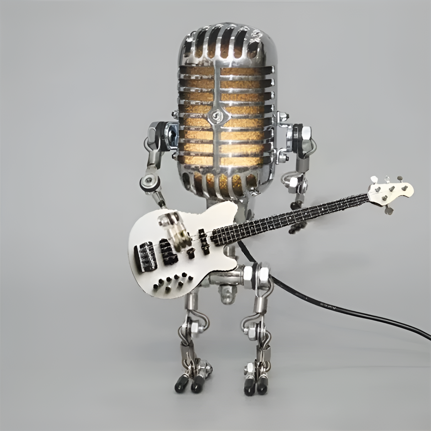 Lampe Robot Guitare LED Vintage | Décorative Bureau et Chambre Noir Style Rock