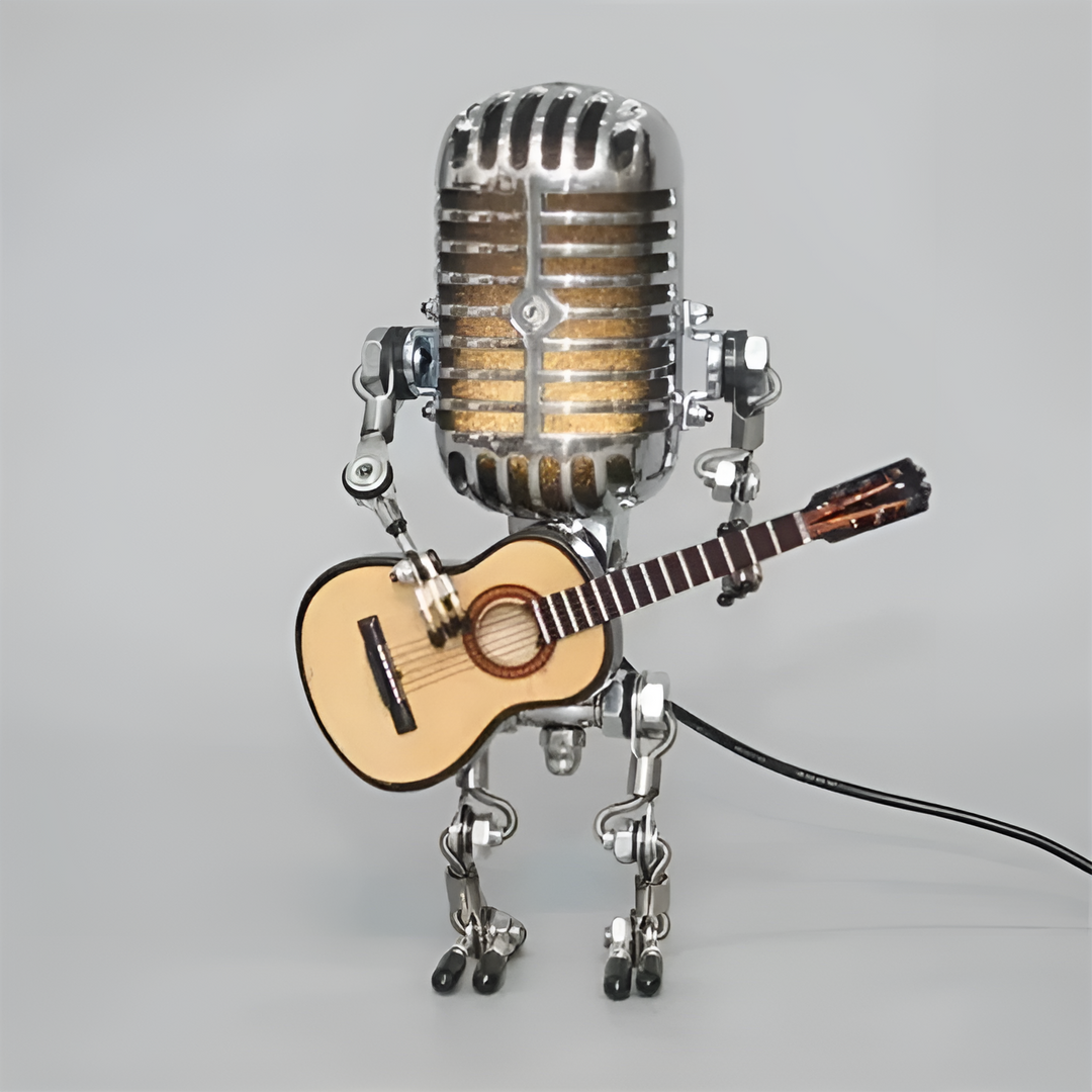 Lampe Robot Guitare LED Vintage | Décorative Bureau et Chambre Noir Style Rock