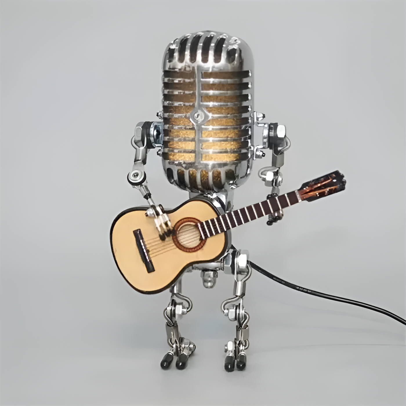 Lampe Robot Guitare LED Vintage | Décorative Bureau et Chambre Noir Style Rock