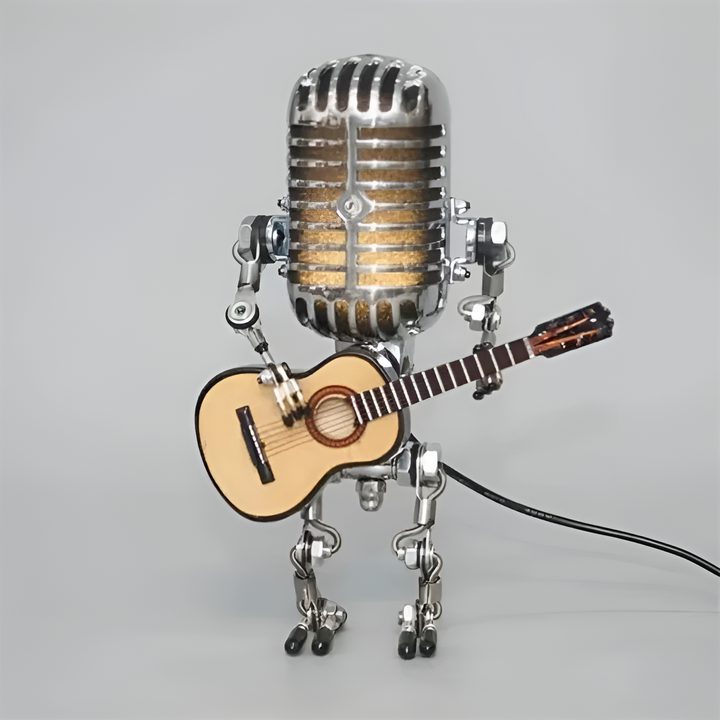 Lampe Robot Guitare LED Vintage | Décorative Bureau et Chambre Noir Style Rock