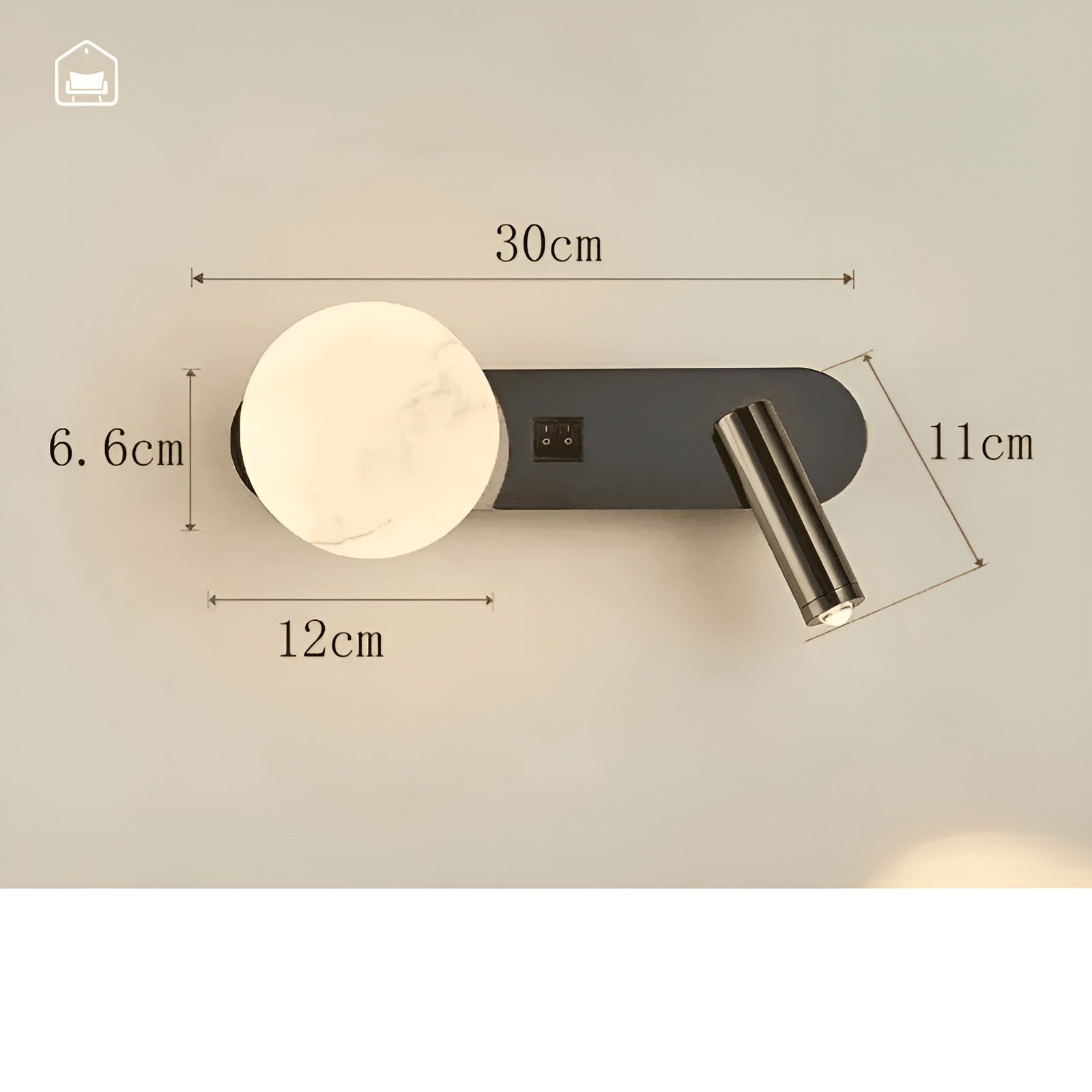 Applique Luxe Élégante Minimaliste | Salon Couloir et Chevet Noir Gauche ou Droite
