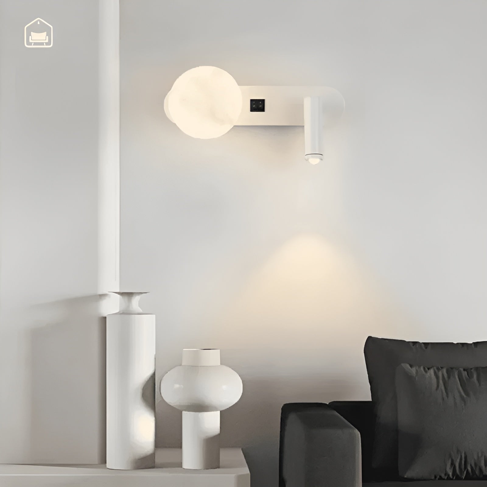 Applique Luxe Élégante Minimaliste | Salon Couloir et Chevet Noir Gauche ou Droite