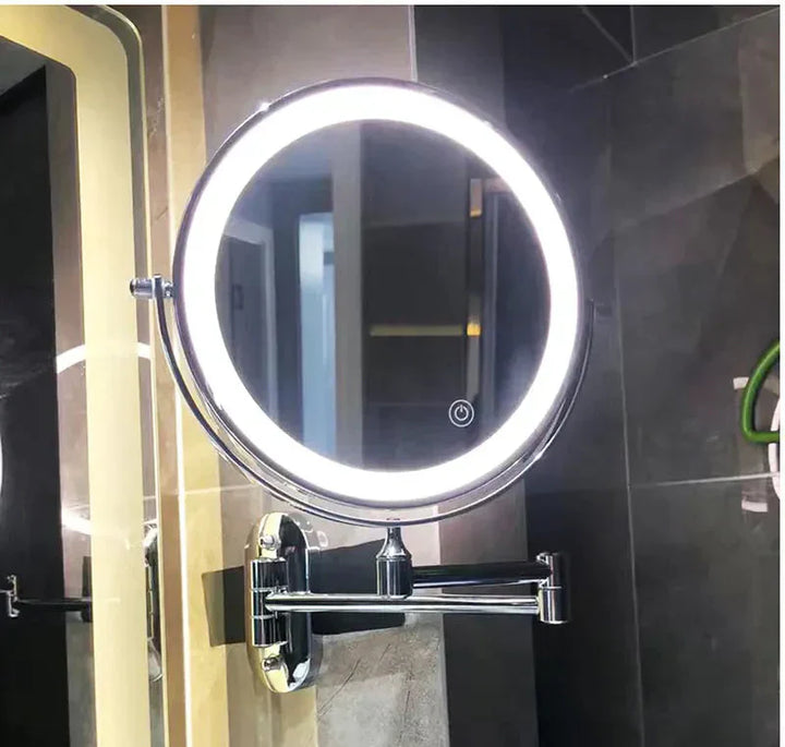 Miroir Grossissant LED Noir Rechargeable | Maquillage et Salle de Bain