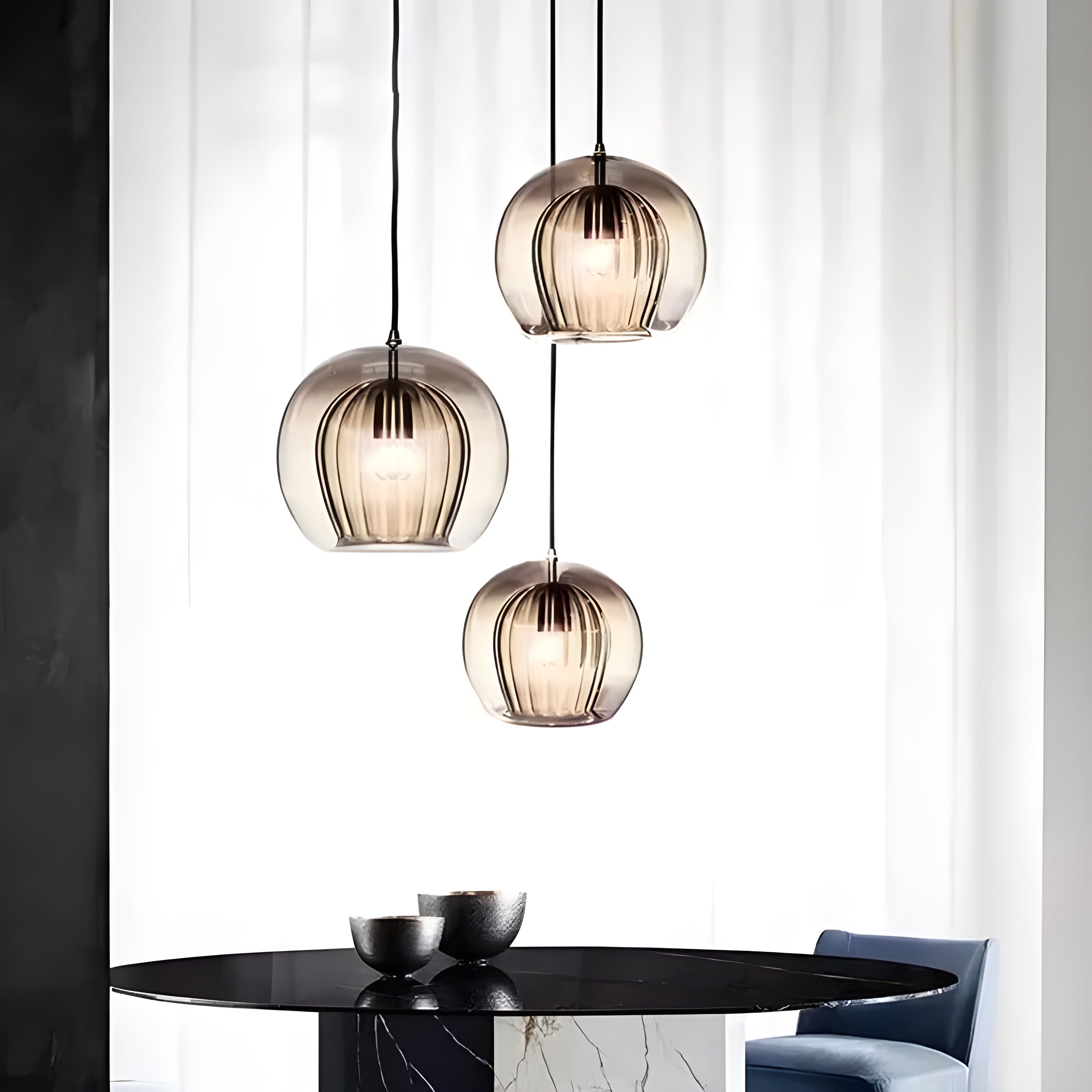 FrostedGlow Suspension Verre Dépoli Moderne | Douce Lumière Diffuse 15cm Transparent