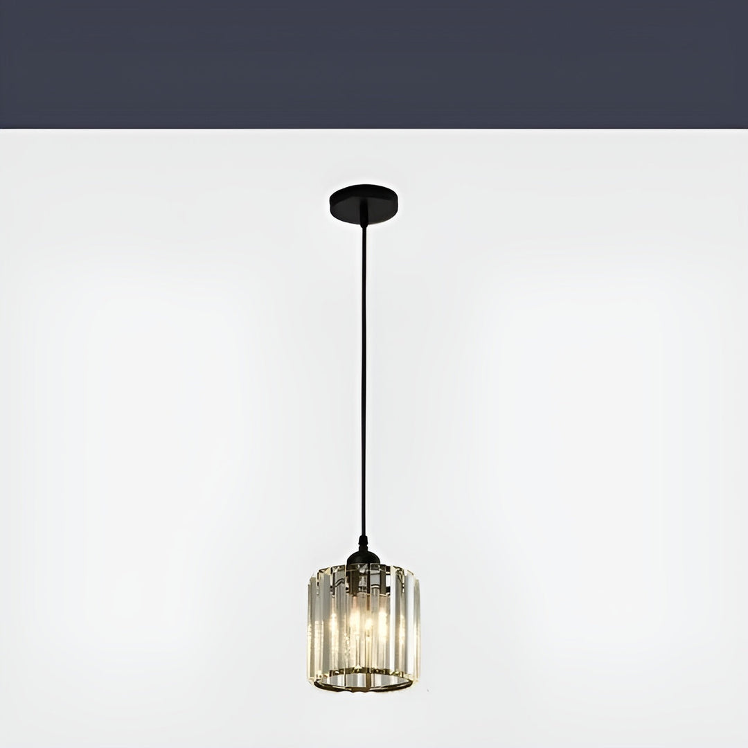 BrilliantGlow Suspension K9 Cristal Élégante | Noir Rond Scintillant Premium