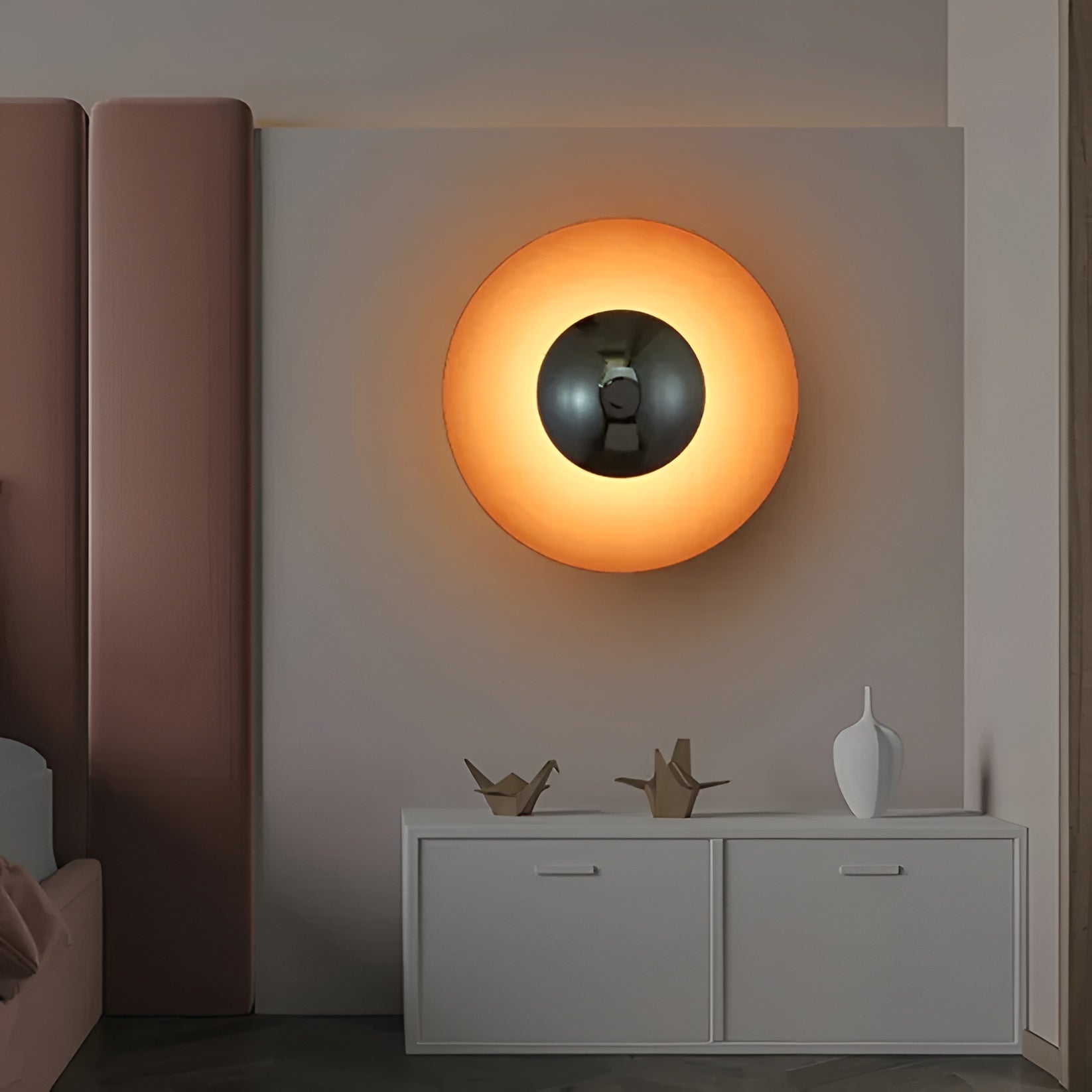 Applique Ronde LED Moderne Accent | Orange Doré Chaud 30cm Élégant