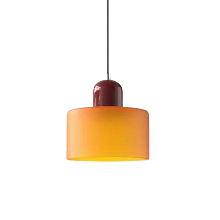 Suspension Cylindre Verre Élégant Salon | Orange et Rouge Lumière Chaude