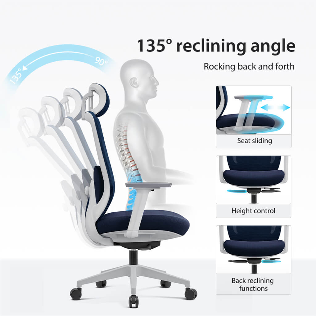 Chaise de Bureau Ergonomique Aera en Maille — 7 Couleurs disponibles
