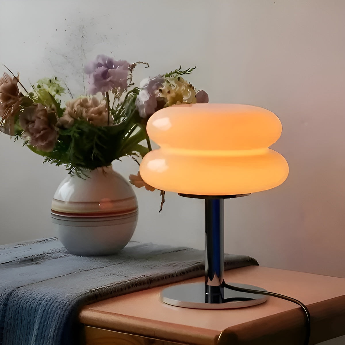 Lampe Macaron Verre Élégante Ambiance | Jaune Orange pour Salon Cosy