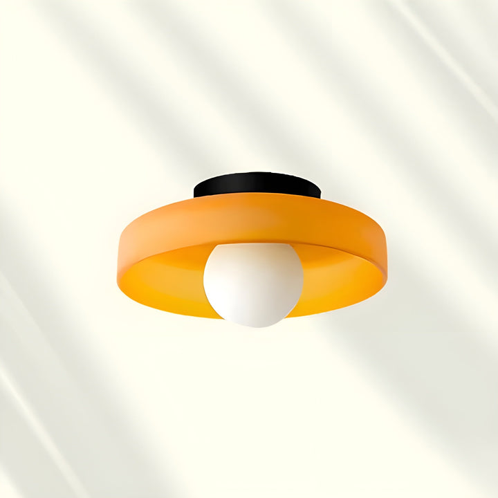 GlowNordic Plafonnier Verre LED Scandinave | Orange 25×15cm pour Toutes Pièces