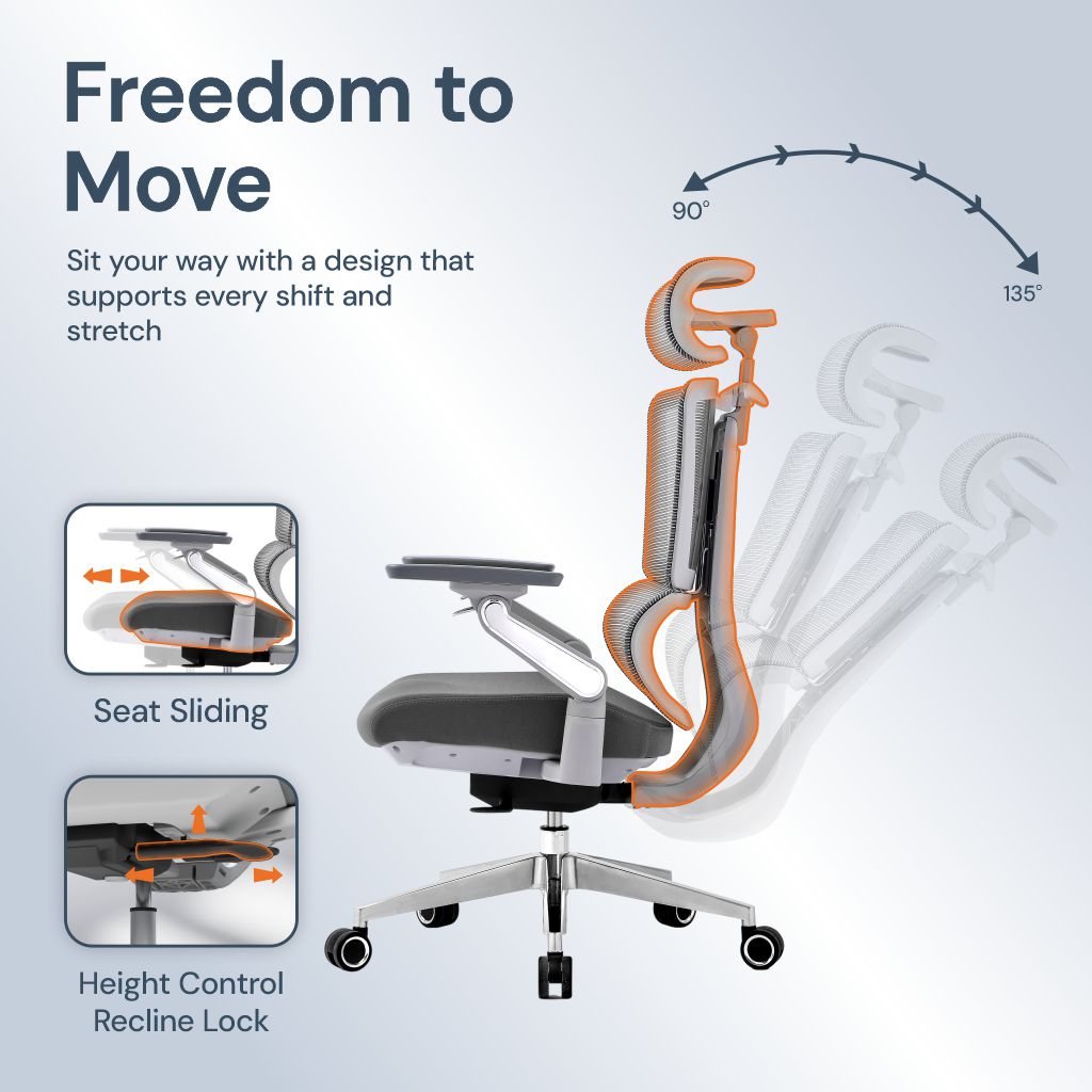 Chaise de Bureau Apex en Maille Haute Performance — Ergonomie Avancée