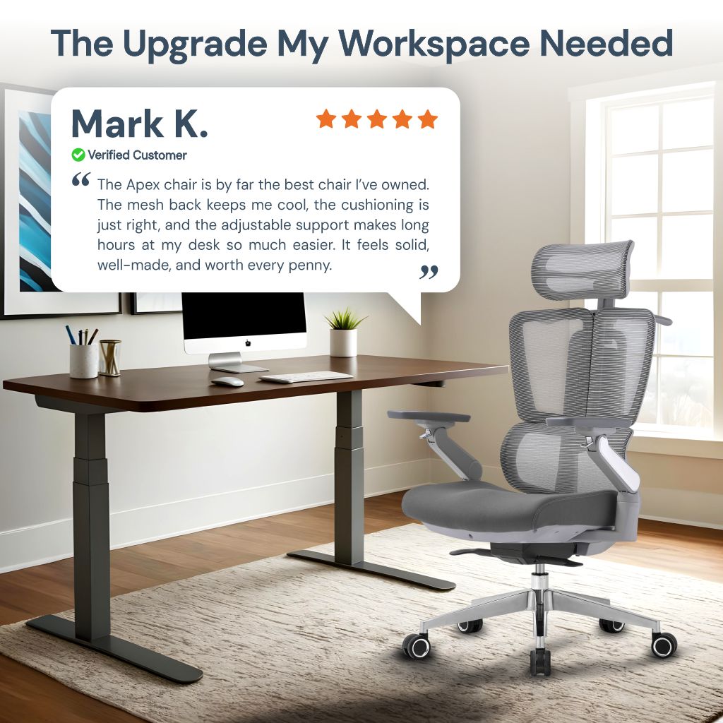 Chaise de Bureau Apex en Maille Haute Performance — Ergonomie Avancée