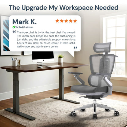 Chaise de Bureau Apex en Maille Haute Performance — Ergonomie Avancée