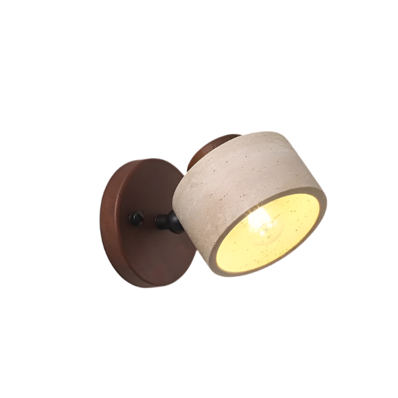 Applique Travertin et Bois Cylindre Minimaliste | Naturel LED