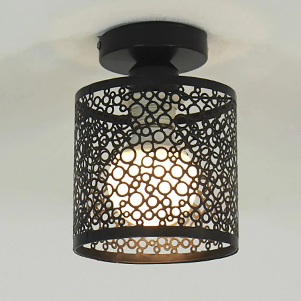 VintageIron Plafonnier Cage Métal Rétro | Style Industriel Blanc ou Noir