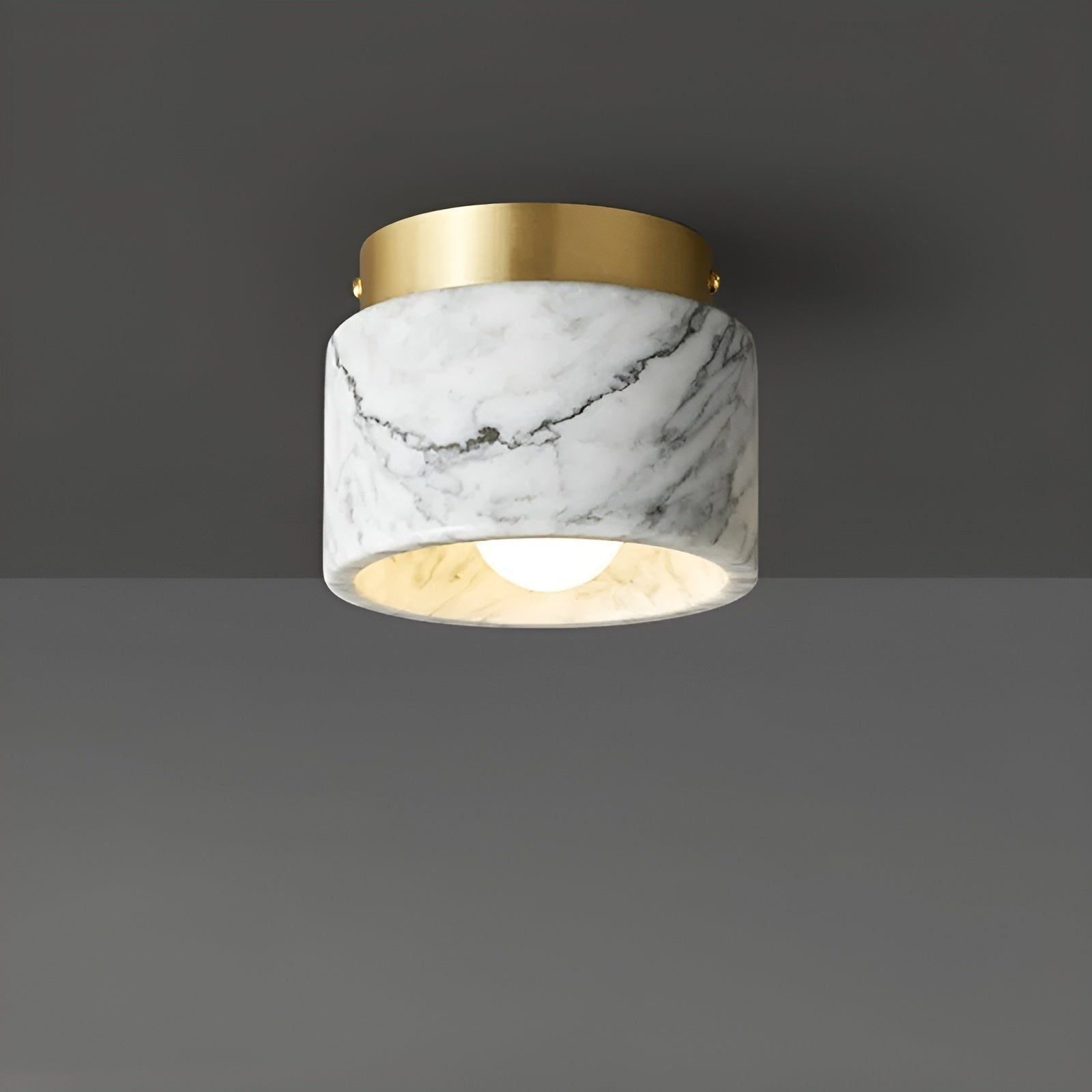 Plafonnier Marbre Italien Luxe Élégant | Blanc et Or pour Salon et Maison