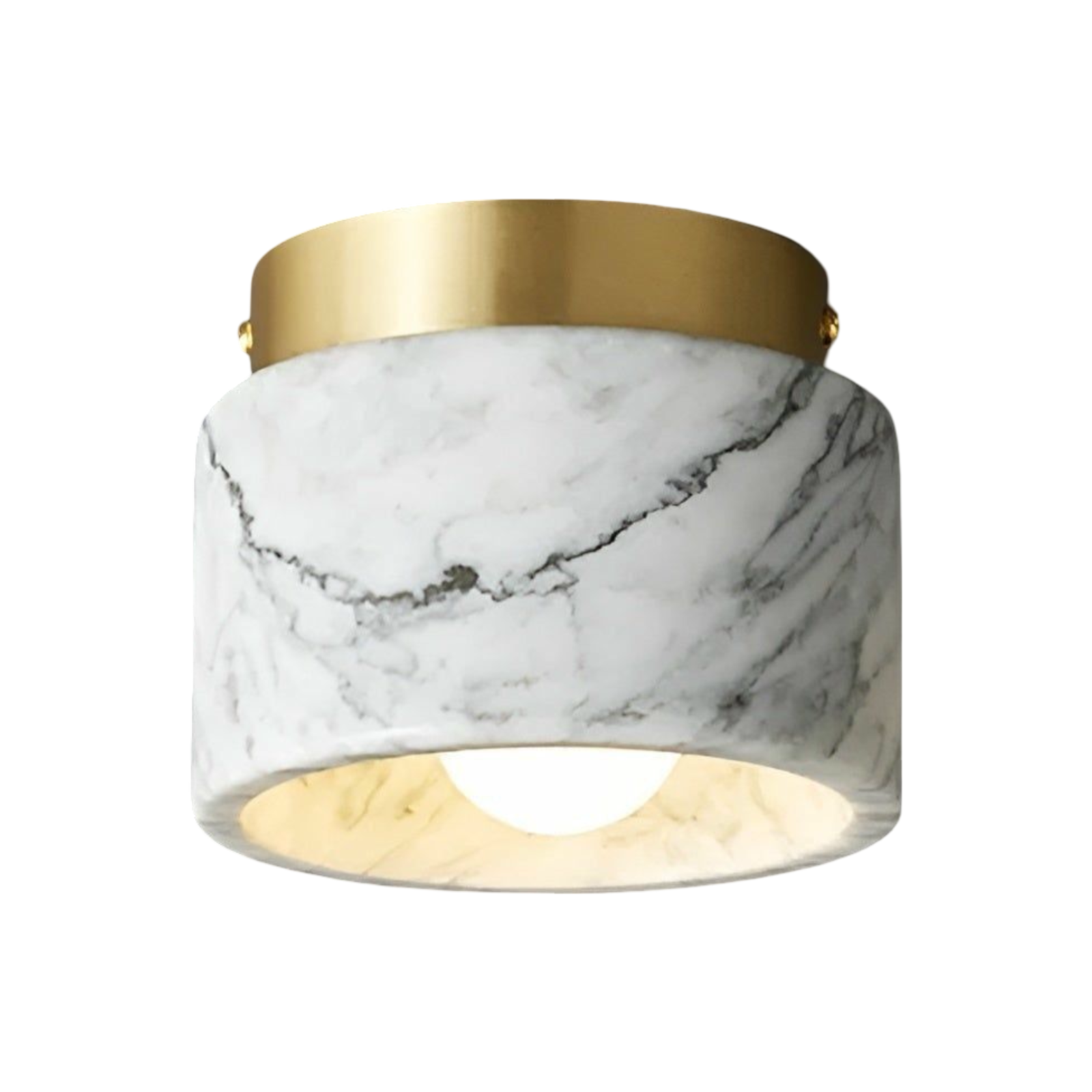 Plafonnier Marbre Italien Luxe Élégant | Blanc et Or pour Salon et Maison