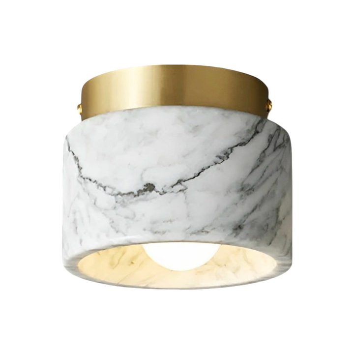 Plafonnier Marbre Italien Luxe Élégant | Blanc et Or pour Salon et Maison
