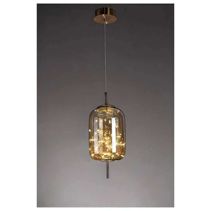 CrystalBeam Suspension LED Effet Étoile Scintillante | Verre Fumé Gris Froid
