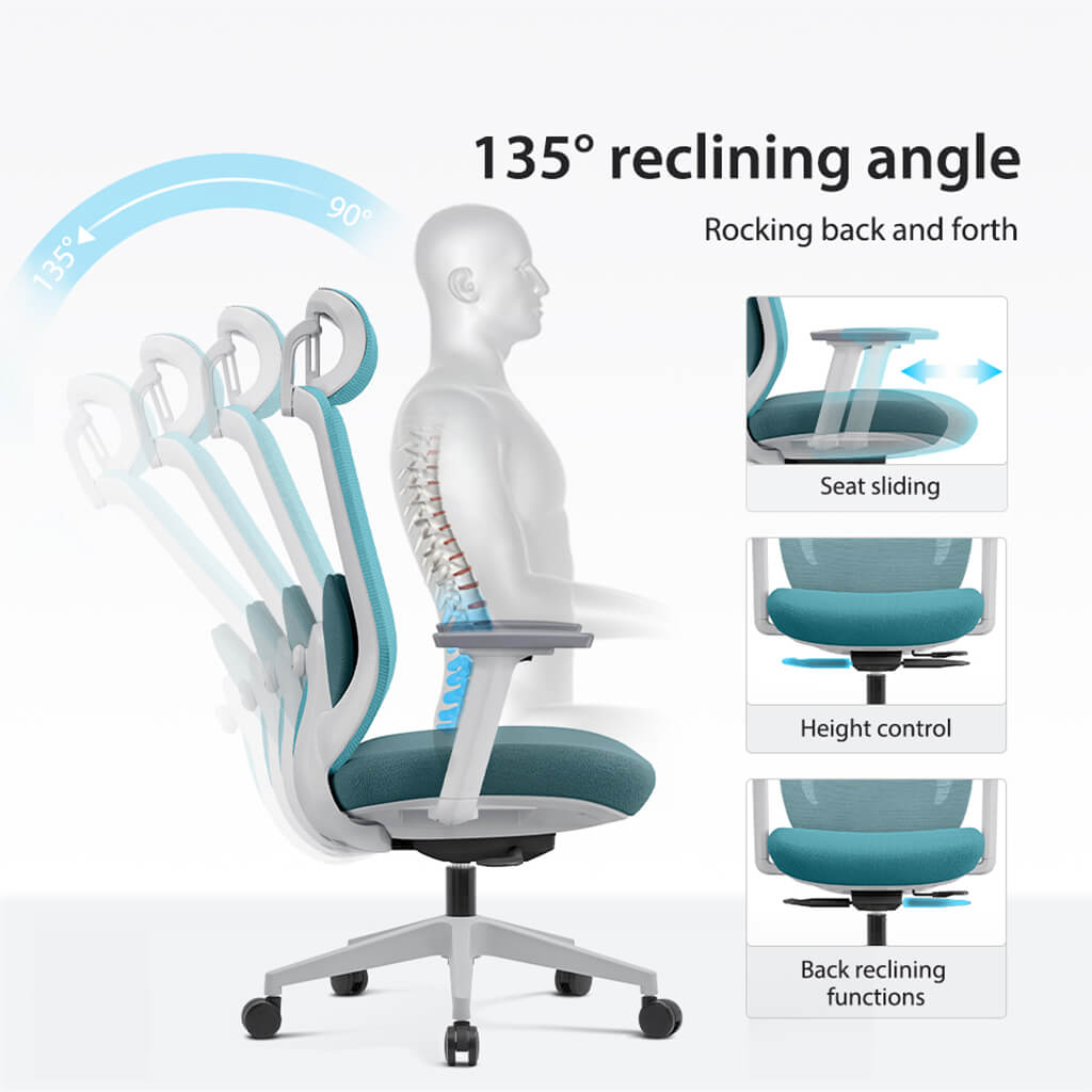 Chaise de Bureau Ergonomique Aera en Maille — 7 Couleurs disponibles