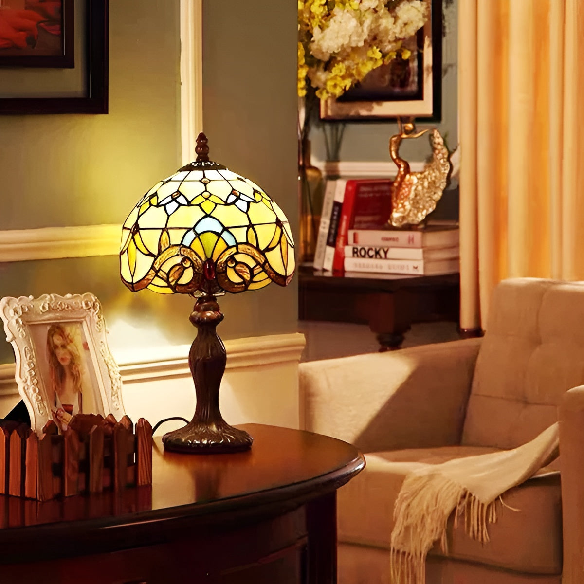 Lampe Baroque Verre Artisanale | Décoration Luxueuse pour Bureau et Maison