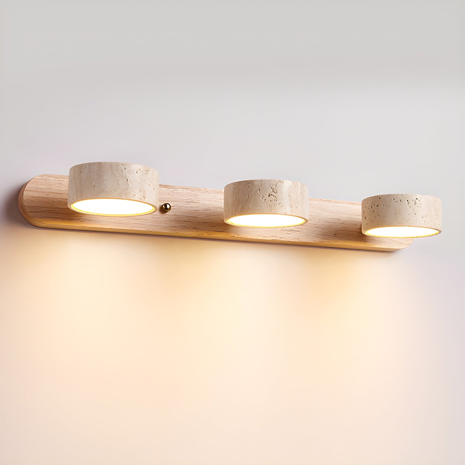 Applique Travertin Bois Duo | 2 ou 3 Sources de Lumière LED Minimaliste