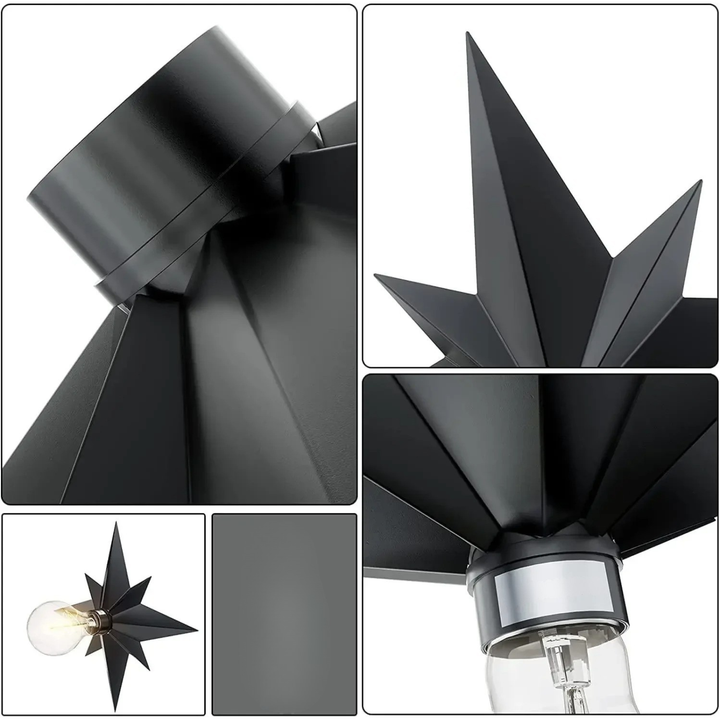 Applique LED Étoile Moderne Décorative | Ambiance Noire Ampoule Chaude ou Blanche