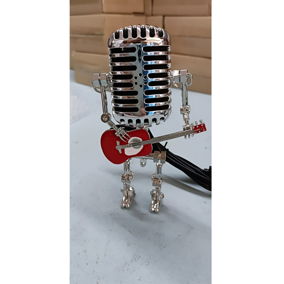 Lampe Robot Guitare LED Vintage | Décorative Bureau et Chambre Noir Style Rock