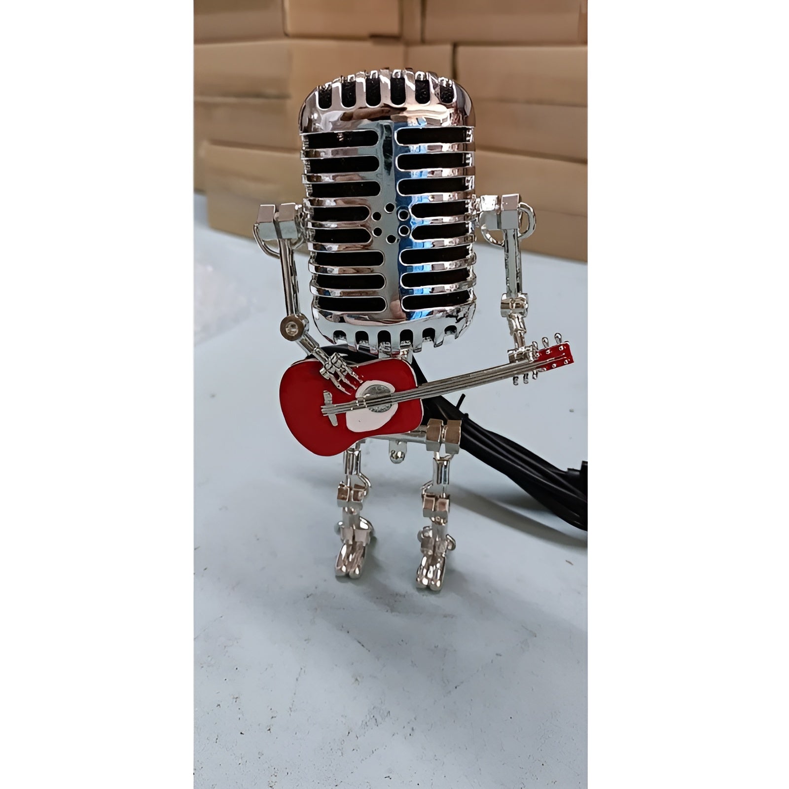 Lampe Robot Guitare LED Vintage | Décorative Bureau et Chambre Noir Style Rock