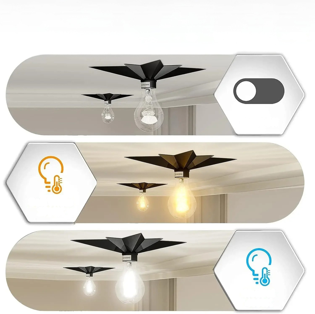 Applique LED Étoile Moderne Décorative | Ambiance Noire Ampoule Chaude ou Blanche