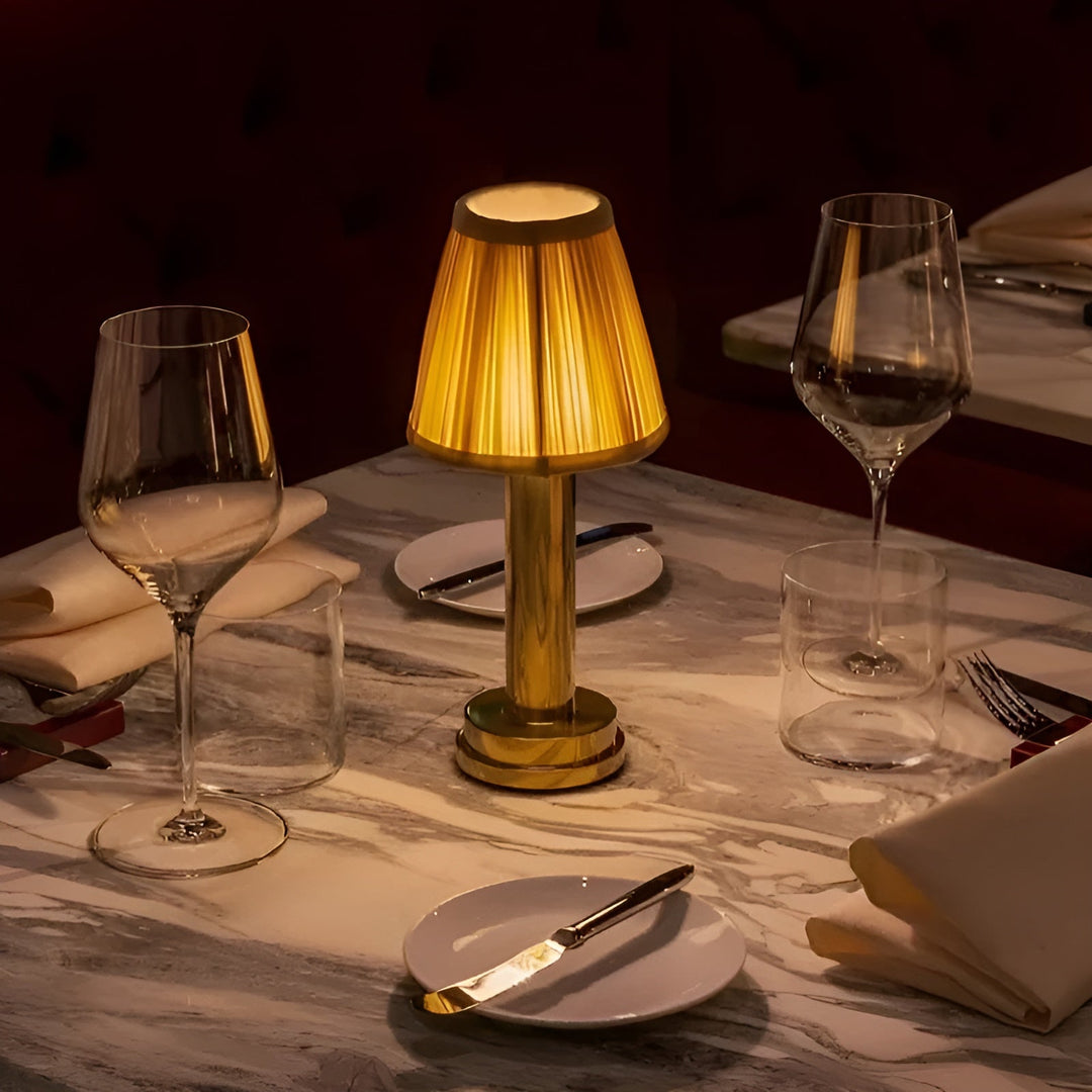 Lampe Aluminium Vintage Dimmable Abat-Jour Tissu | Salon et Bar Or