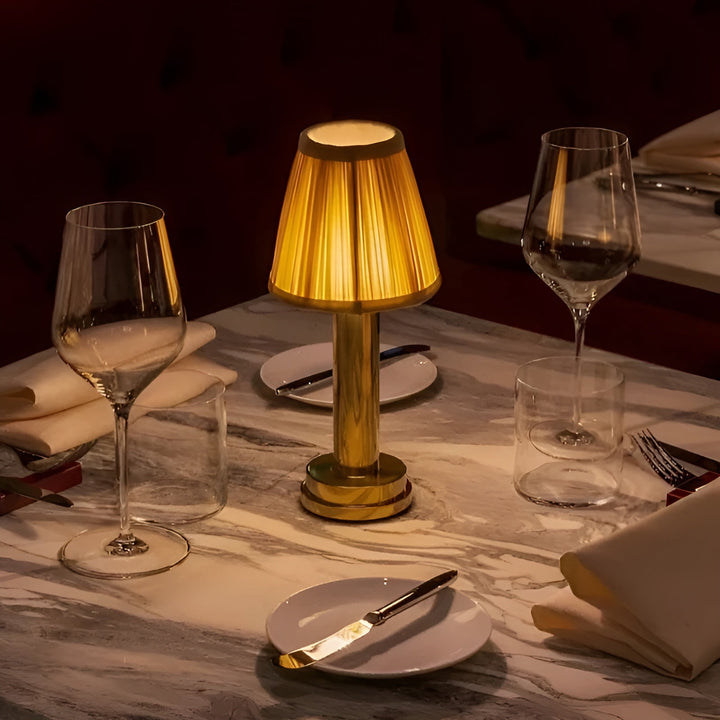 Lampe Aluminium Vintage Dimmable Abat-Jour Tissu | Salon et Bar Or