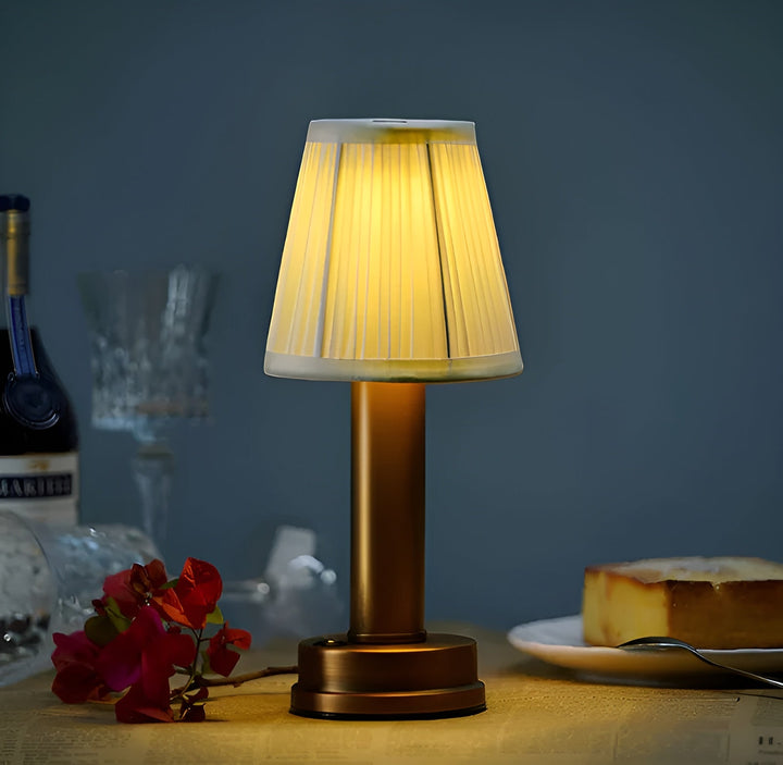 Lampe Aluminium Vintage Dimmable Abat-Jour Tissu | Salon et Bar Or