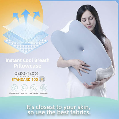 Oreiller Cervical Wave® Contour avec Housse Soie de Glace — Alignement et Fraîcheur