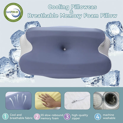 Oreiller Cervical Wave® Contour avec Housse Soie de Glace — Alignement et Fraîcheur