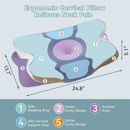 Oreiller Cervical Wave® Contour avec Housse Soie de Glace — Alignement et Fraîcheur