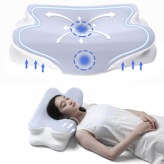 Oreiller Cervical Wave® Contour avec Housse Soie de Glace — Alignement et Fraîcheur