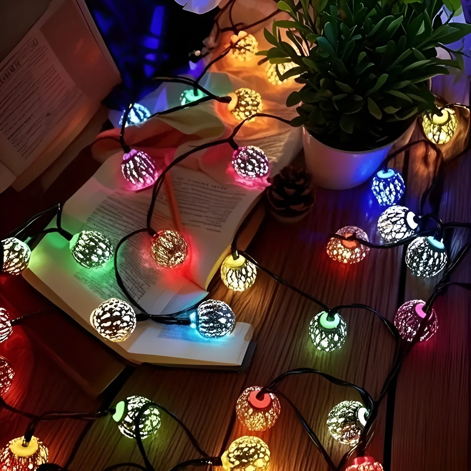 Guirlande Solaire Boules Marocaines LED | Jardin et Balcon 5M 20 LEDs Colorées