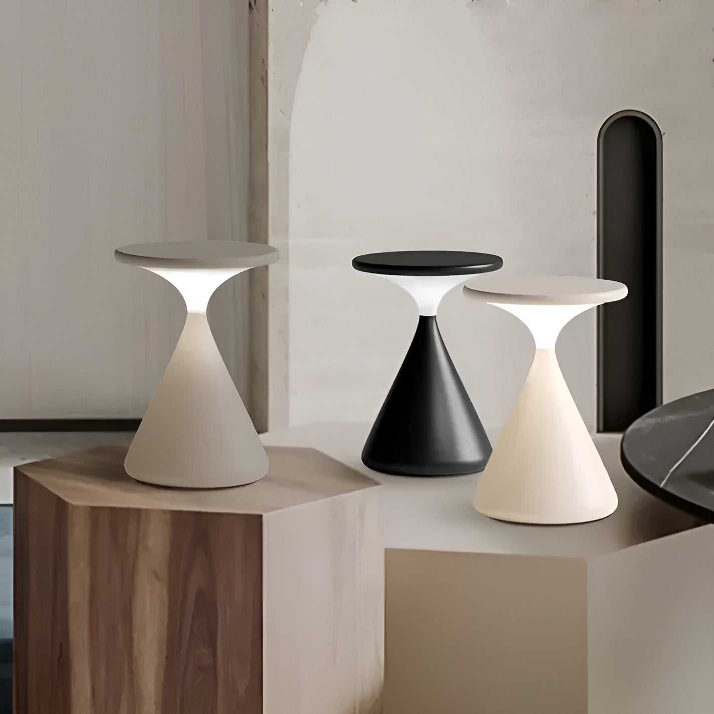 Lampe Sablier LED Dimmable Rechargeable | Design Original Blanc Ambiance Douce