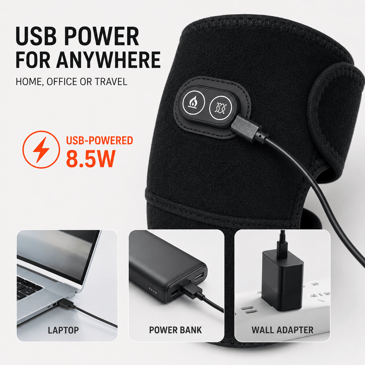 USB Heated Shoulder Bandage - 3-in-1 Joint Relief