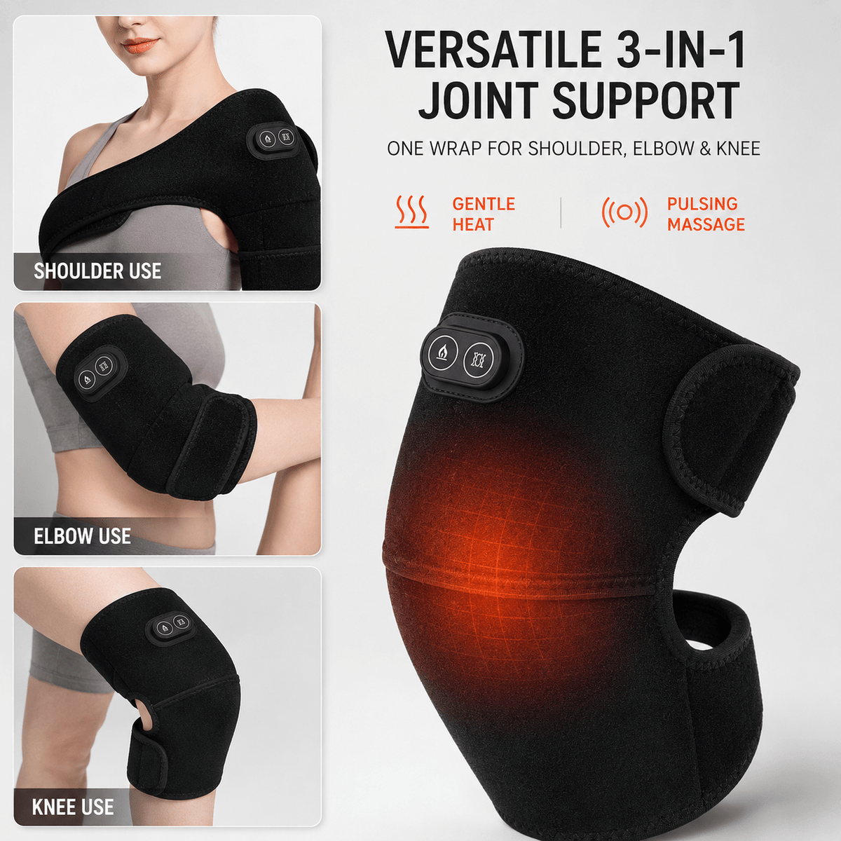 USB Heated Shoulder Bandage - 3-in-1 Joint Relief